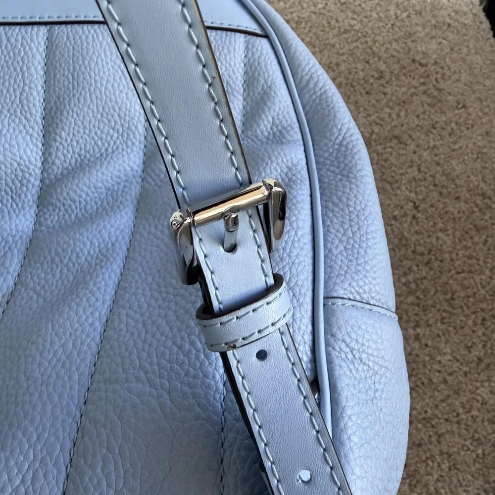 Michael Kors Backpack Womens Small Light Blue Leather Studded Zip Adjustable
